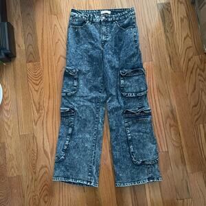 Lilac Sunset Baggy Cargo Jeans Juniors 11 Acid Wash Y2K Grunge Edgy Casual